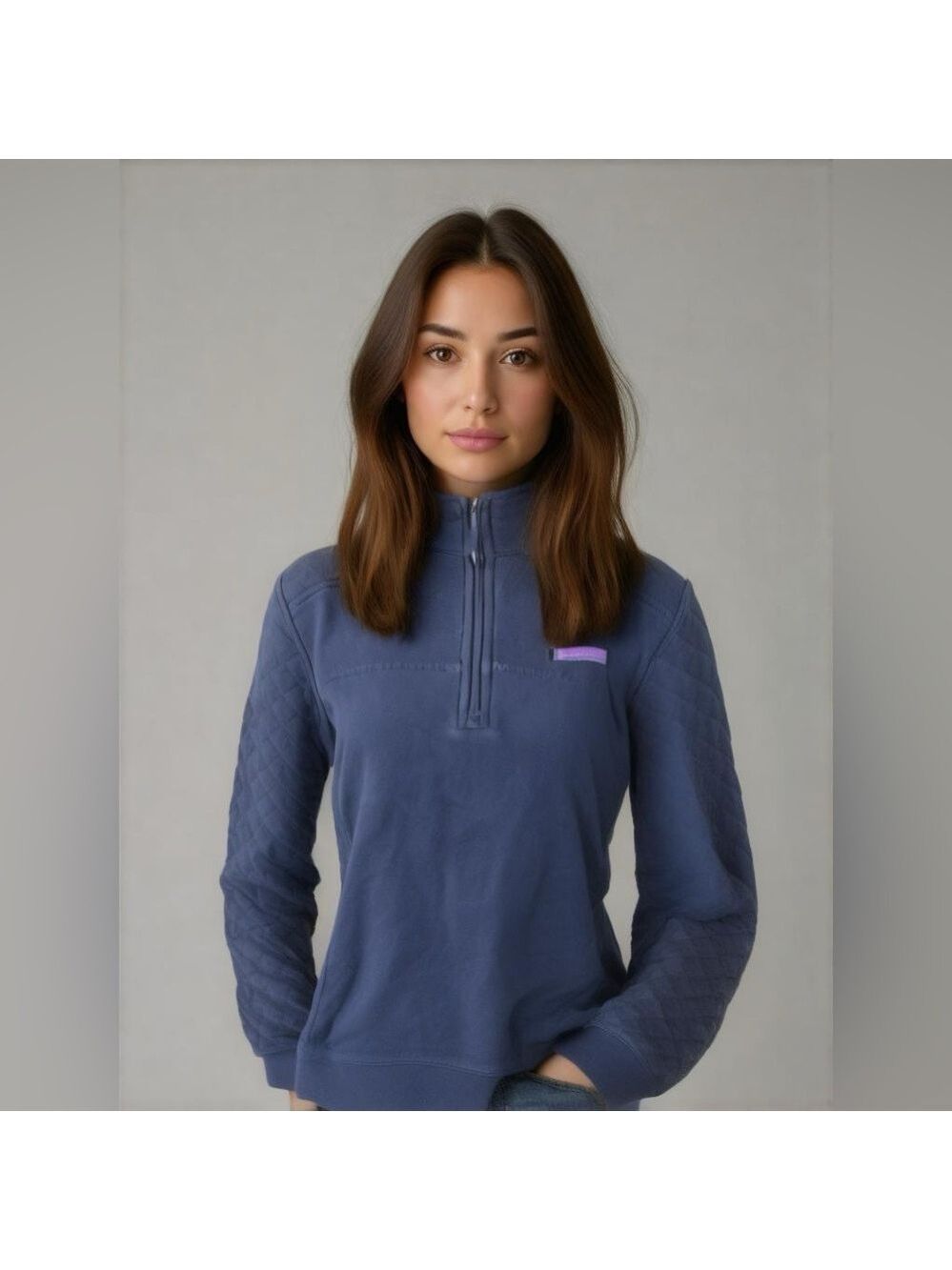 Women's Vineyard Vines Black Quilted 1/4 Zip Pullover Size M